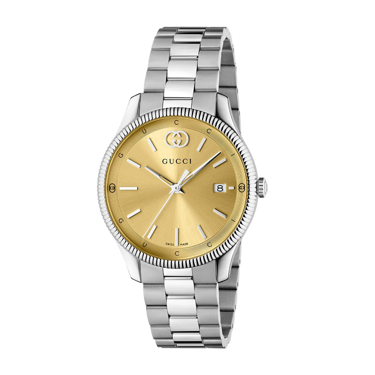 Gucci G-Timeless Gold Dial Stainless Steel Watch - 38mm