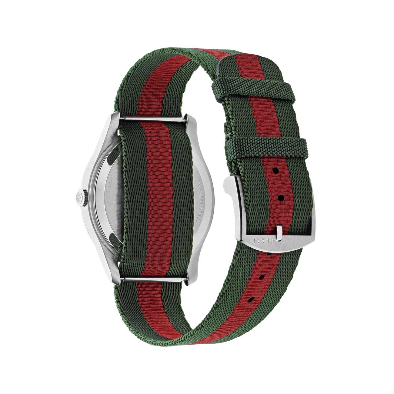 Gucci G-Timeless 38mm Red and Green Striped Nylon Watch