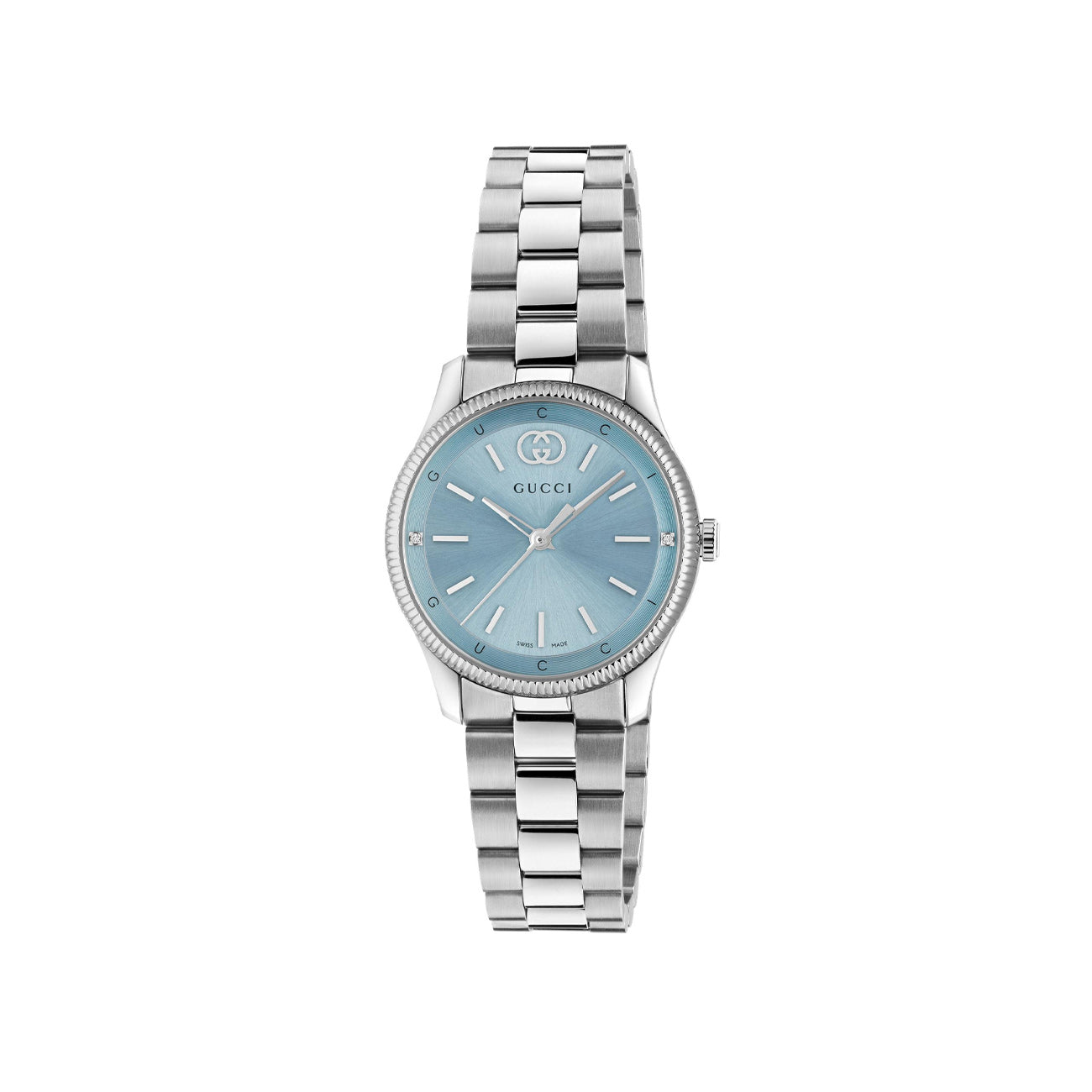 Gucci G-Timeless Ice Blue Dial on Steel Bracelet - 29mm