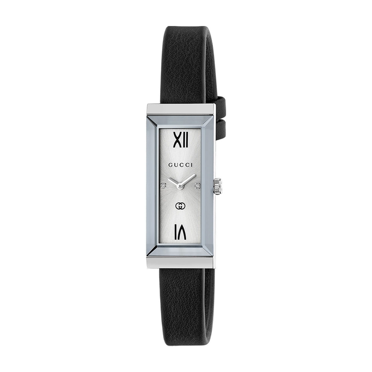 Gucci G-Frame Rectangular Ladies' Watch with Black Calfskin Strap