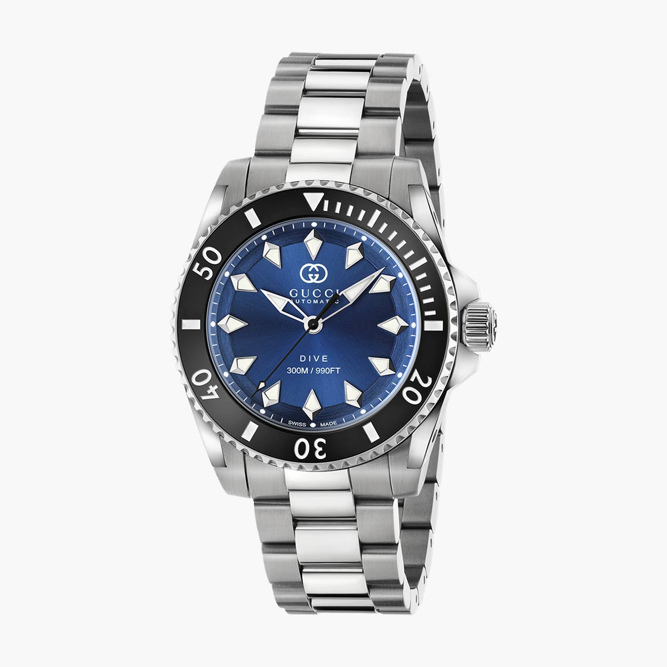 Gucci Dive Stainless Steel Blue Dial Black Bezel Watch - 40mm