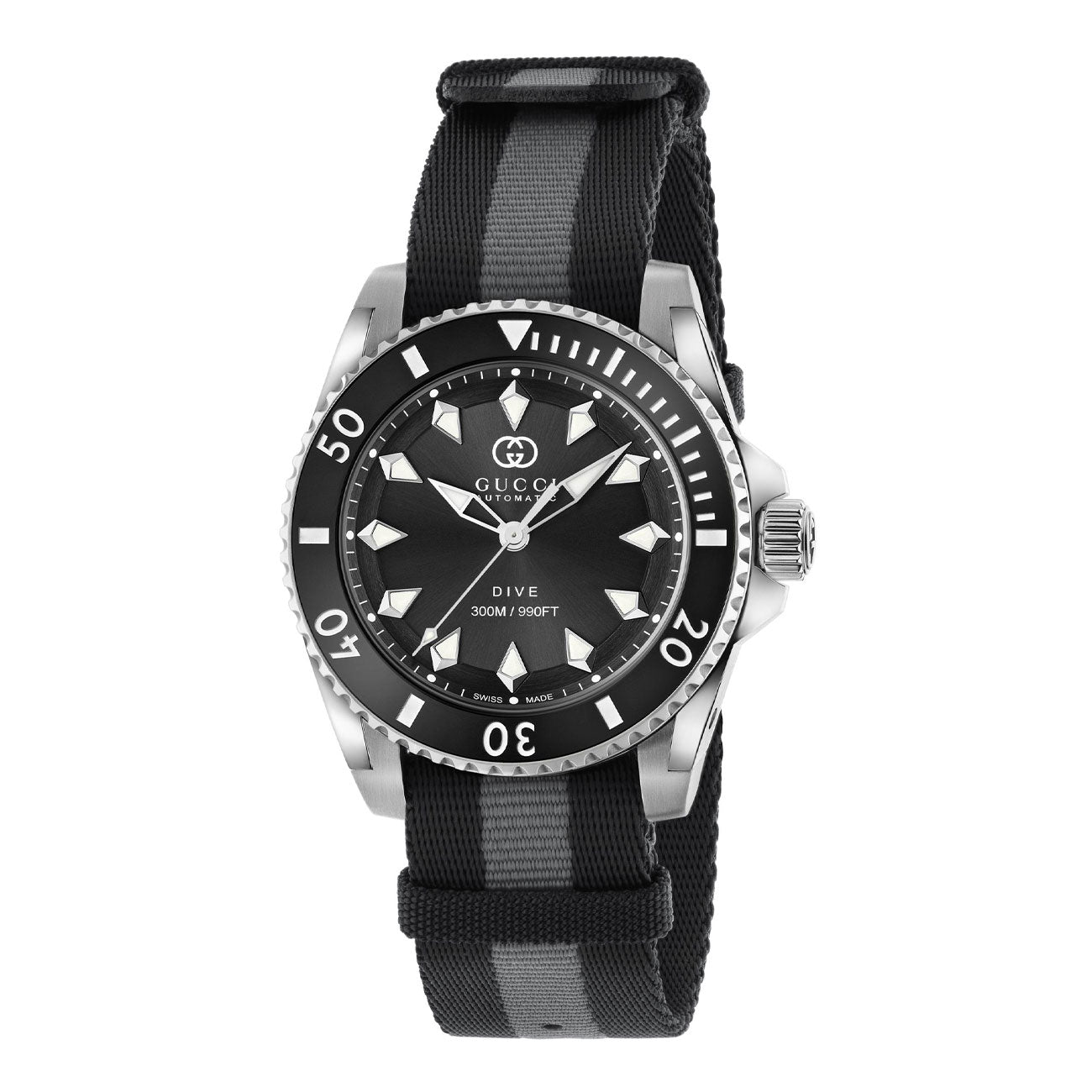 Gucci Dive Stainless Steel Black Dial Watch - 40mm