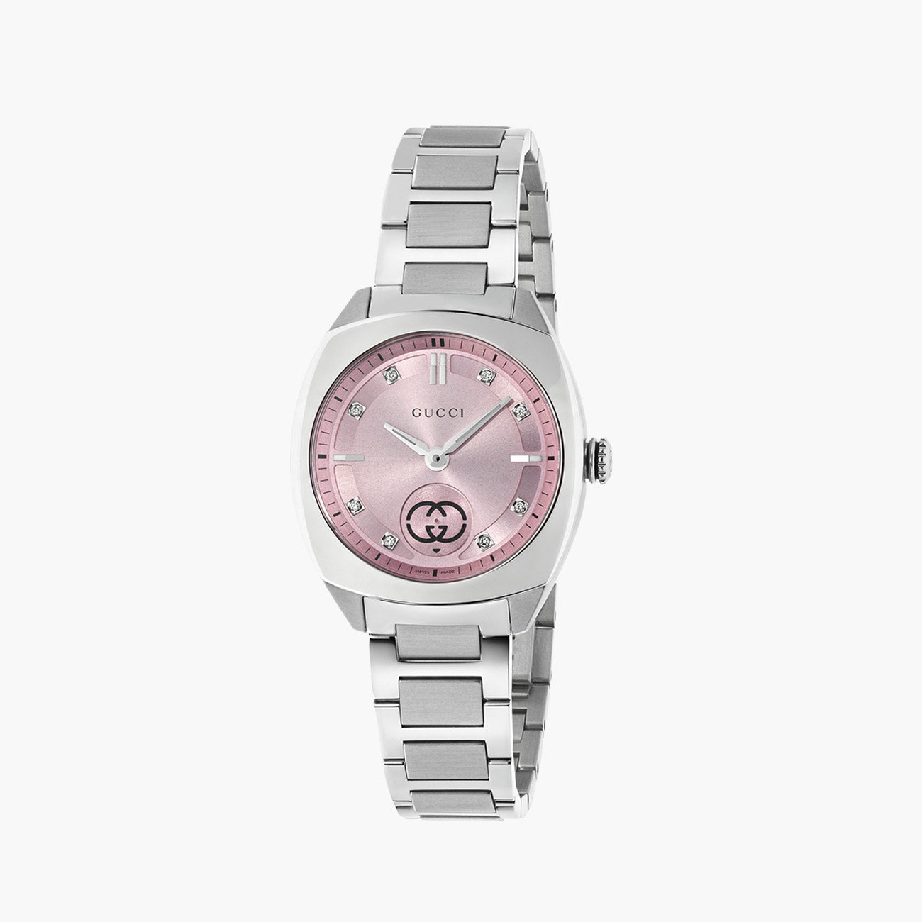 Gucci Interlocking G Pink Diamond Dial Quartz Watch with Steel Bracelet - 29mm
