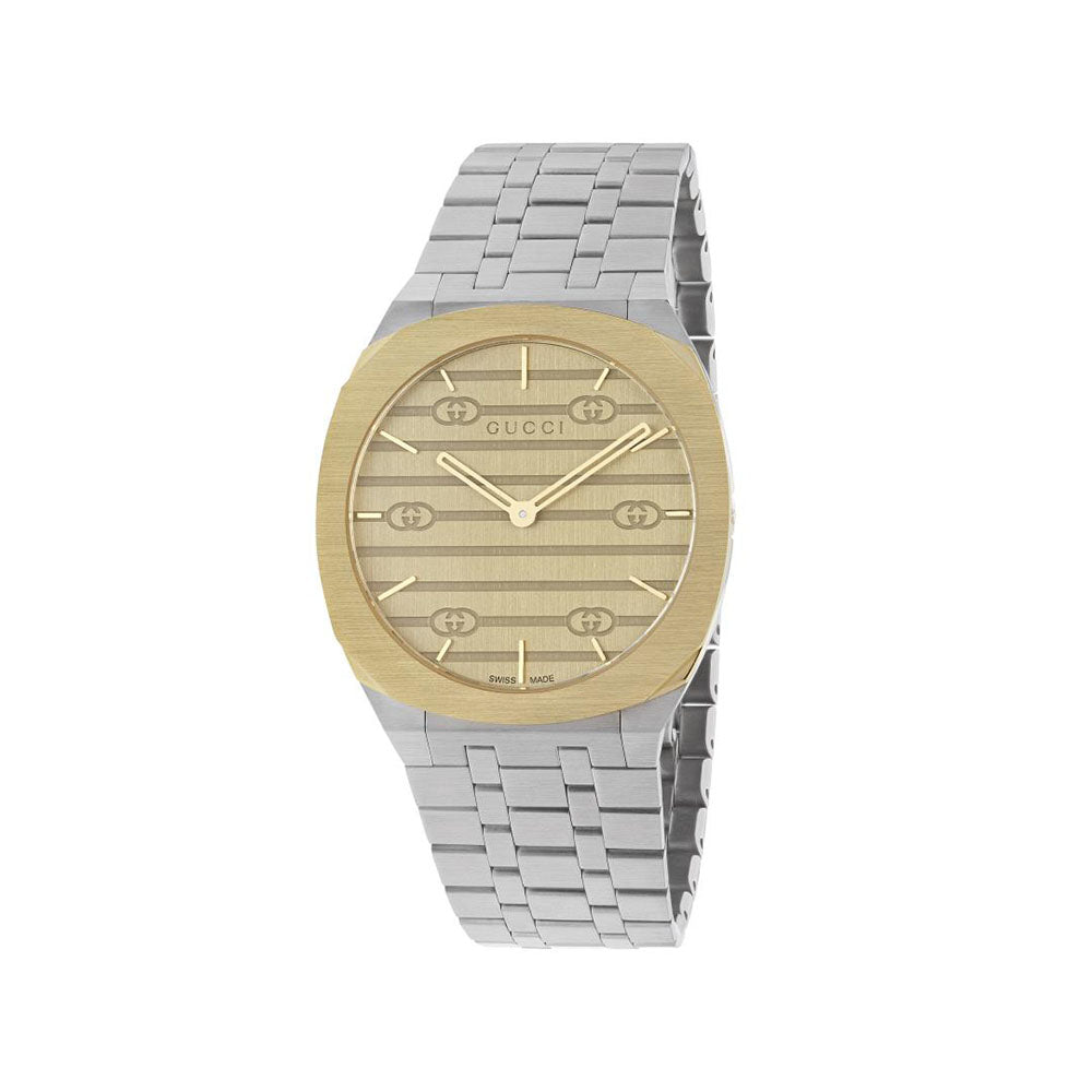 Gucci 25H Steel and Gold Watch - 38mm
