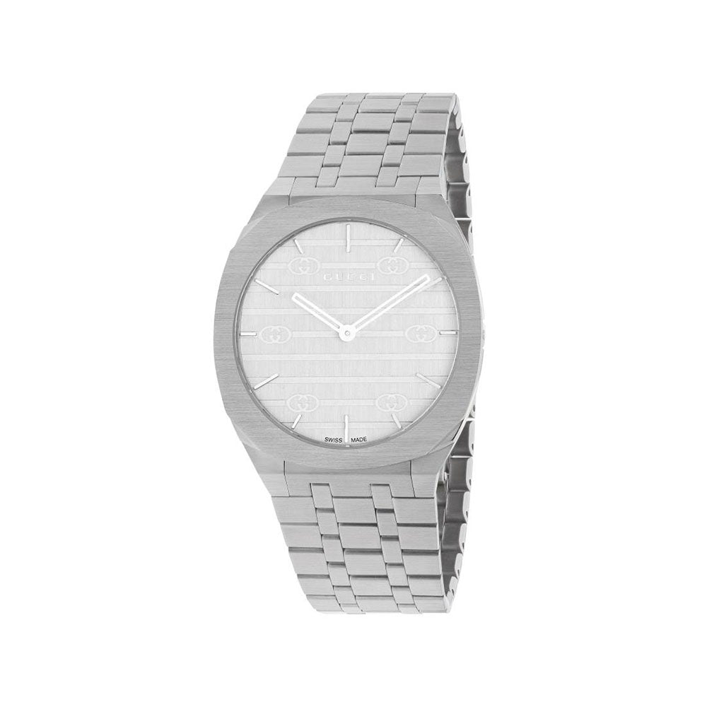 Gucci 25H Stainless Steel and Silver Watch - 38mm