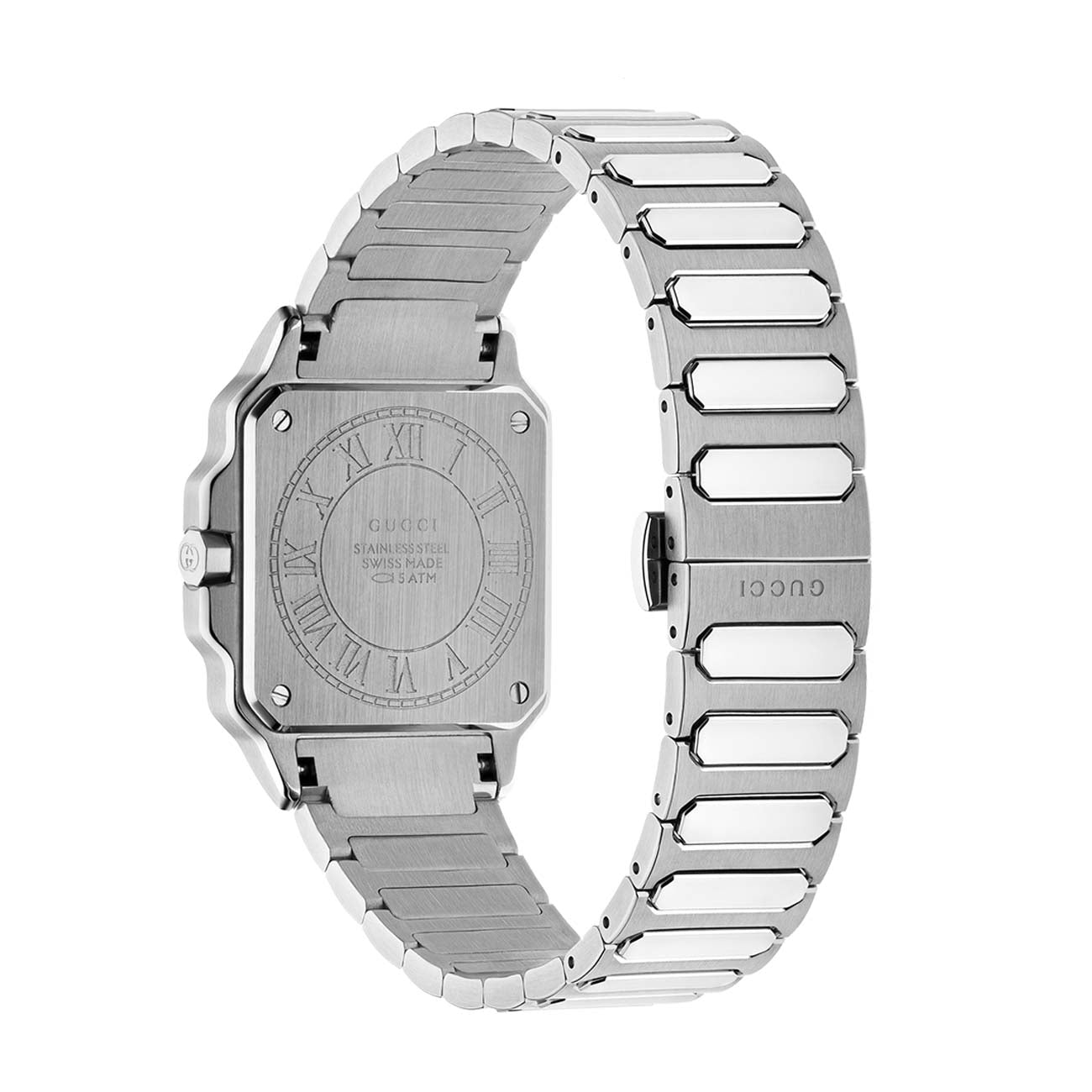 Gucci G-Flat Silver Dial on Stainless Steel Bracelet - 30mm