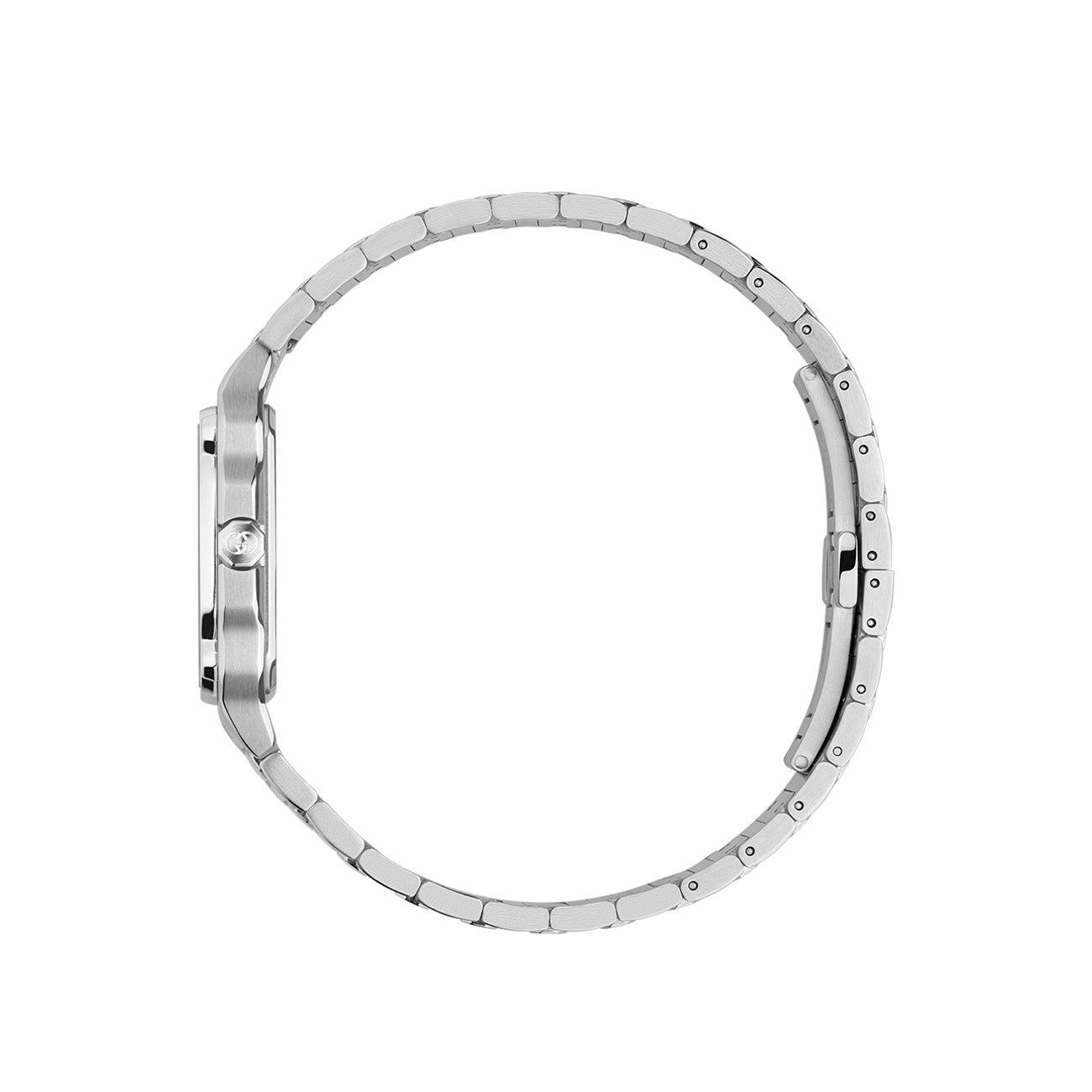 Gucci G-Flat Silver Dial on Stainless Steel Bracelet - 30mm