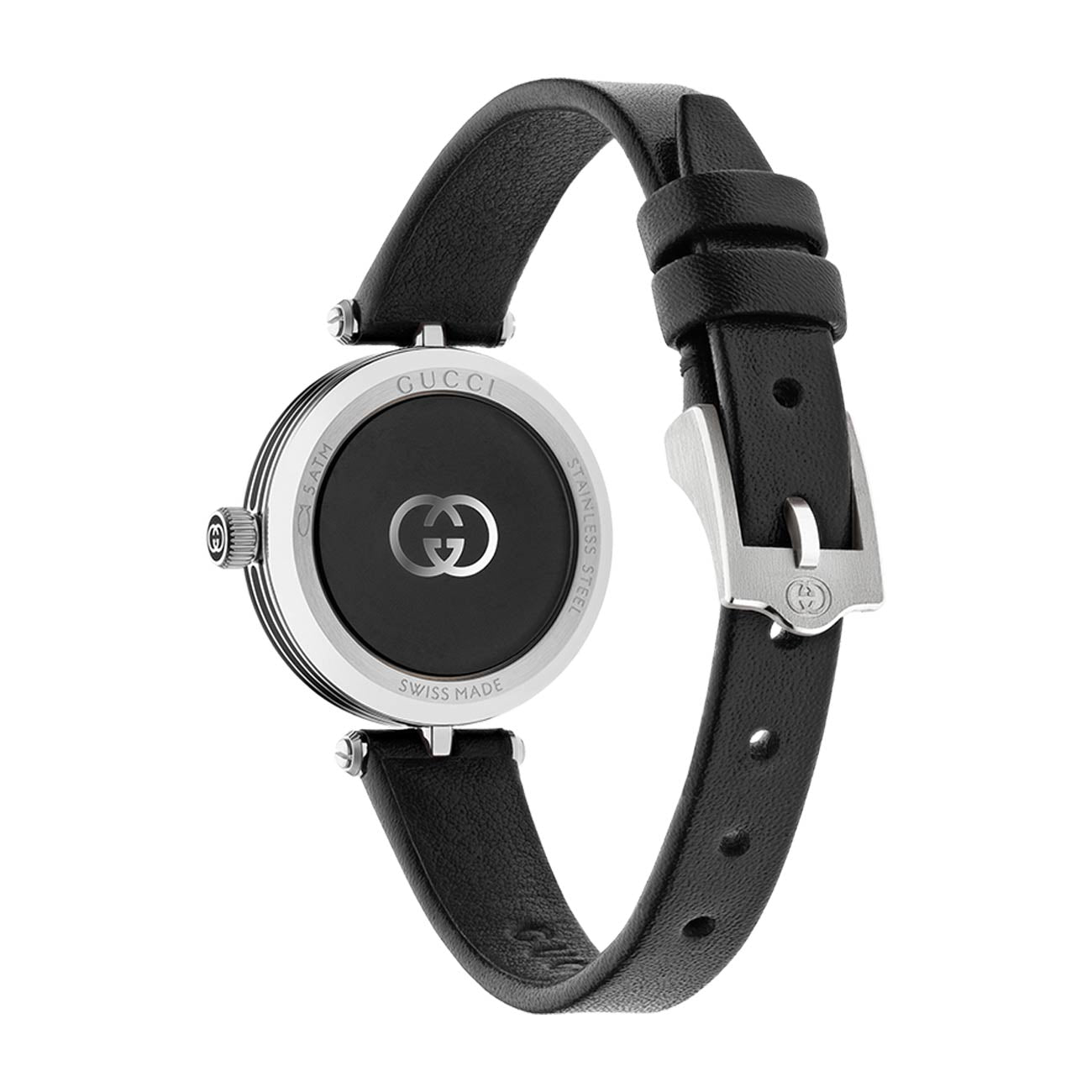 Gucci Model 2000 Black Dial Watch with Black Leather Strap - 24mm