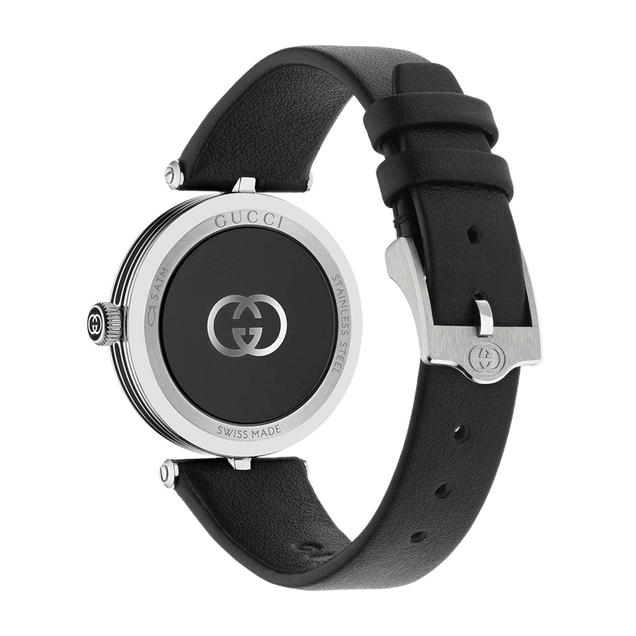 Gucci Model 2000 Black Dial Watch with Black Leather Strap - 30mm