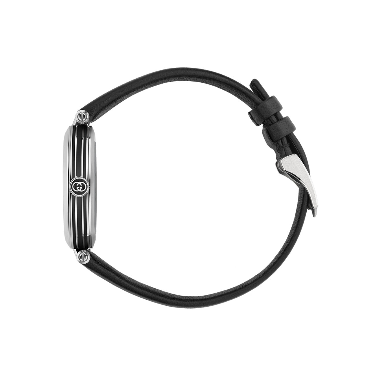 Gucci Model 2000 Black Dial Watch with Black Leather Strap - 30mm