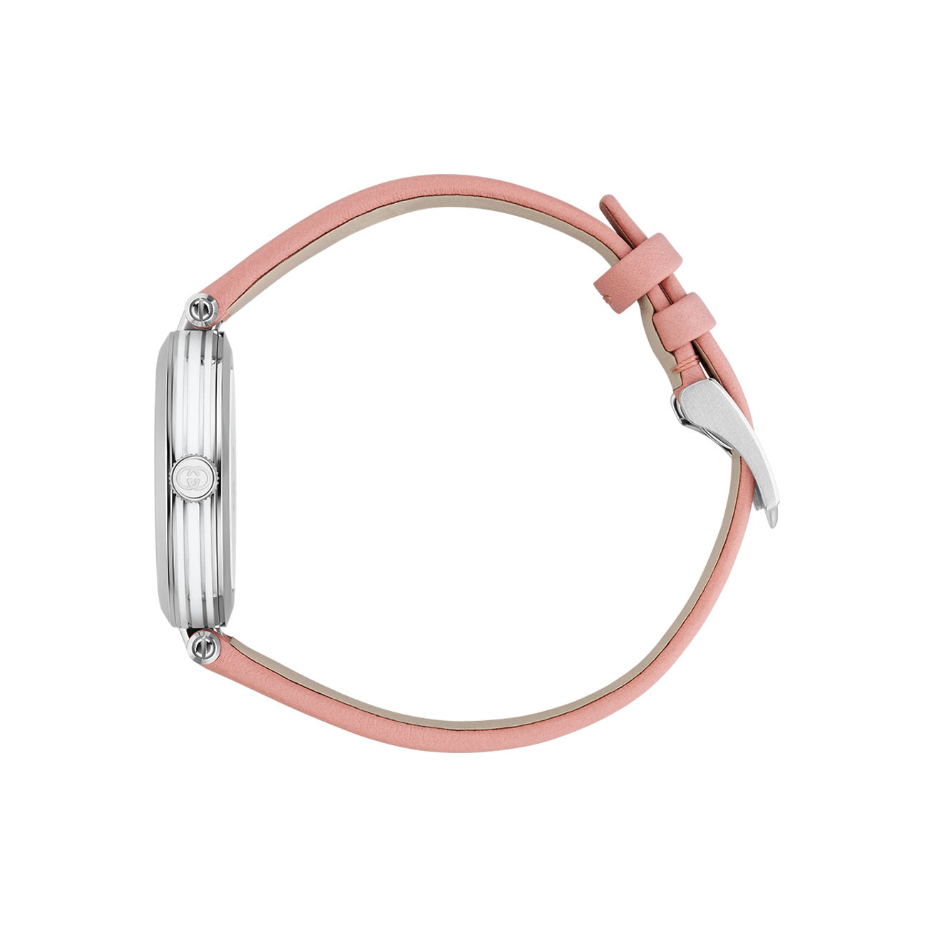 Gucci Model 2000 Silver Dial Watch with Pink Leather Strap - 24mm