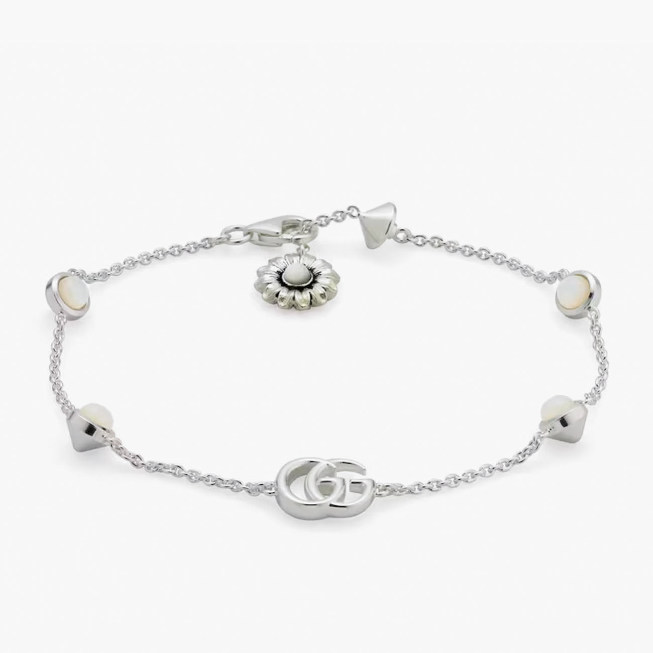 Gucci GG Marmont Mother-of-Pearl Flower Bracelet