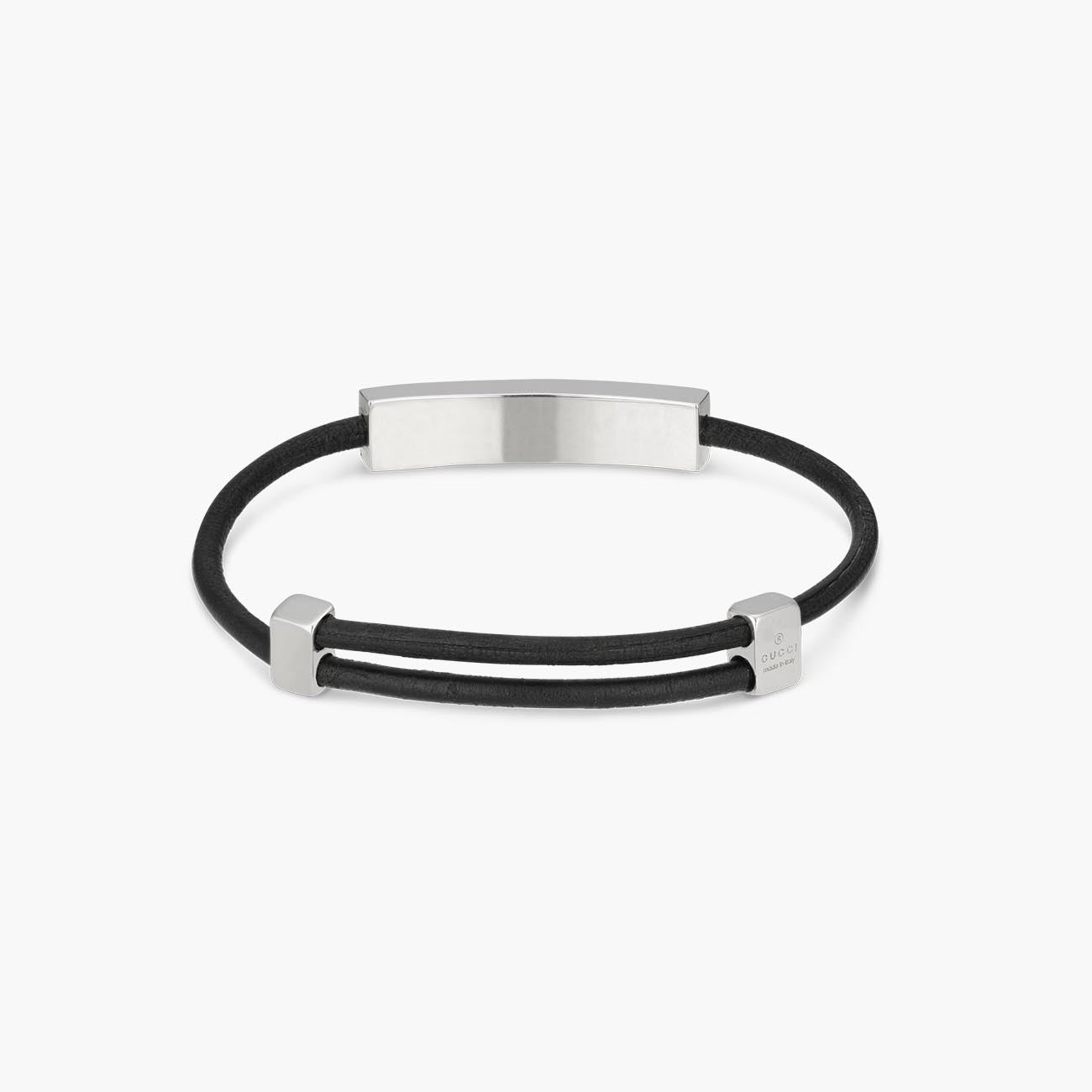 Gucci Tag Diagonal Interlocking G Leather Bracelet