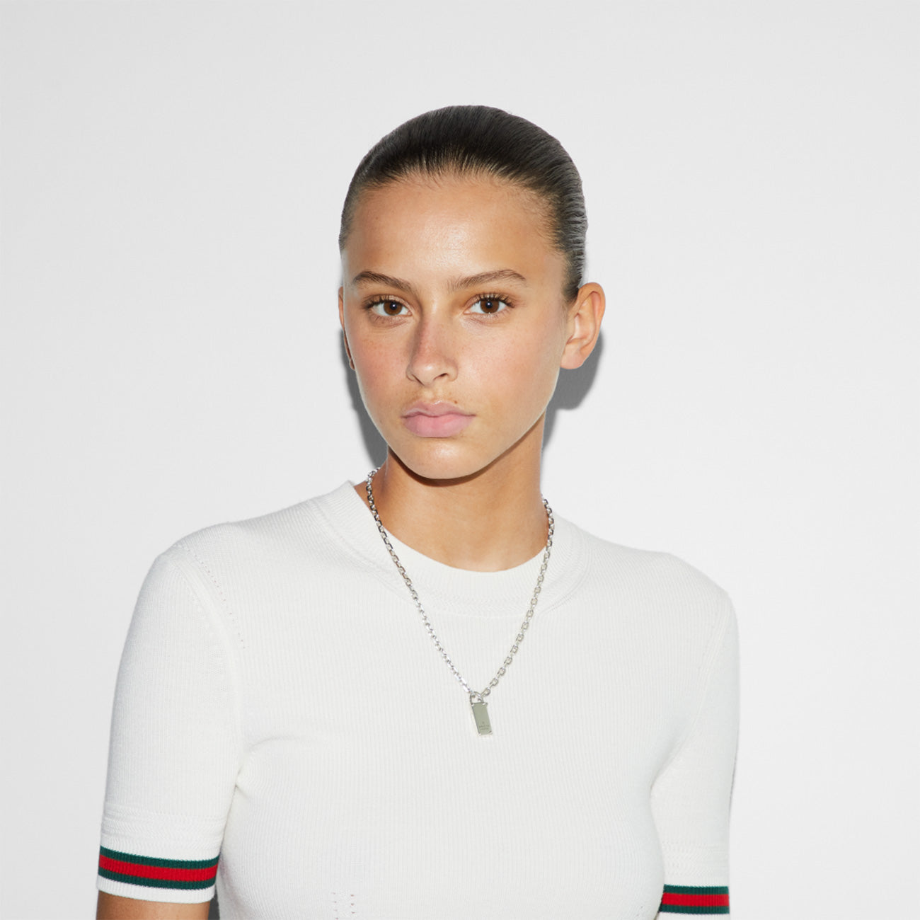 Gucci Trademark Sterling Silver Pendant Necklace