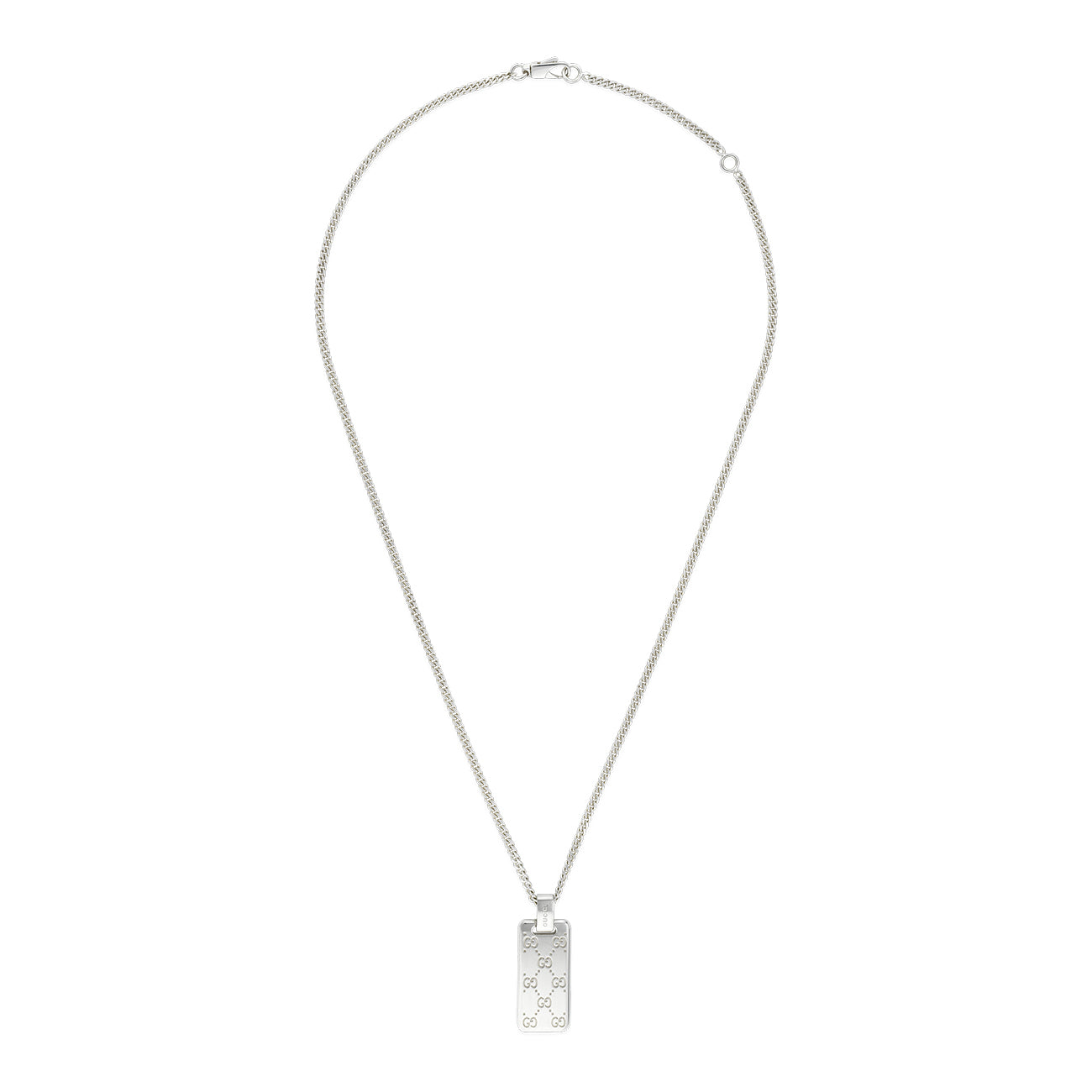 Gucci Signature GG Silver Dog Tag Necklace