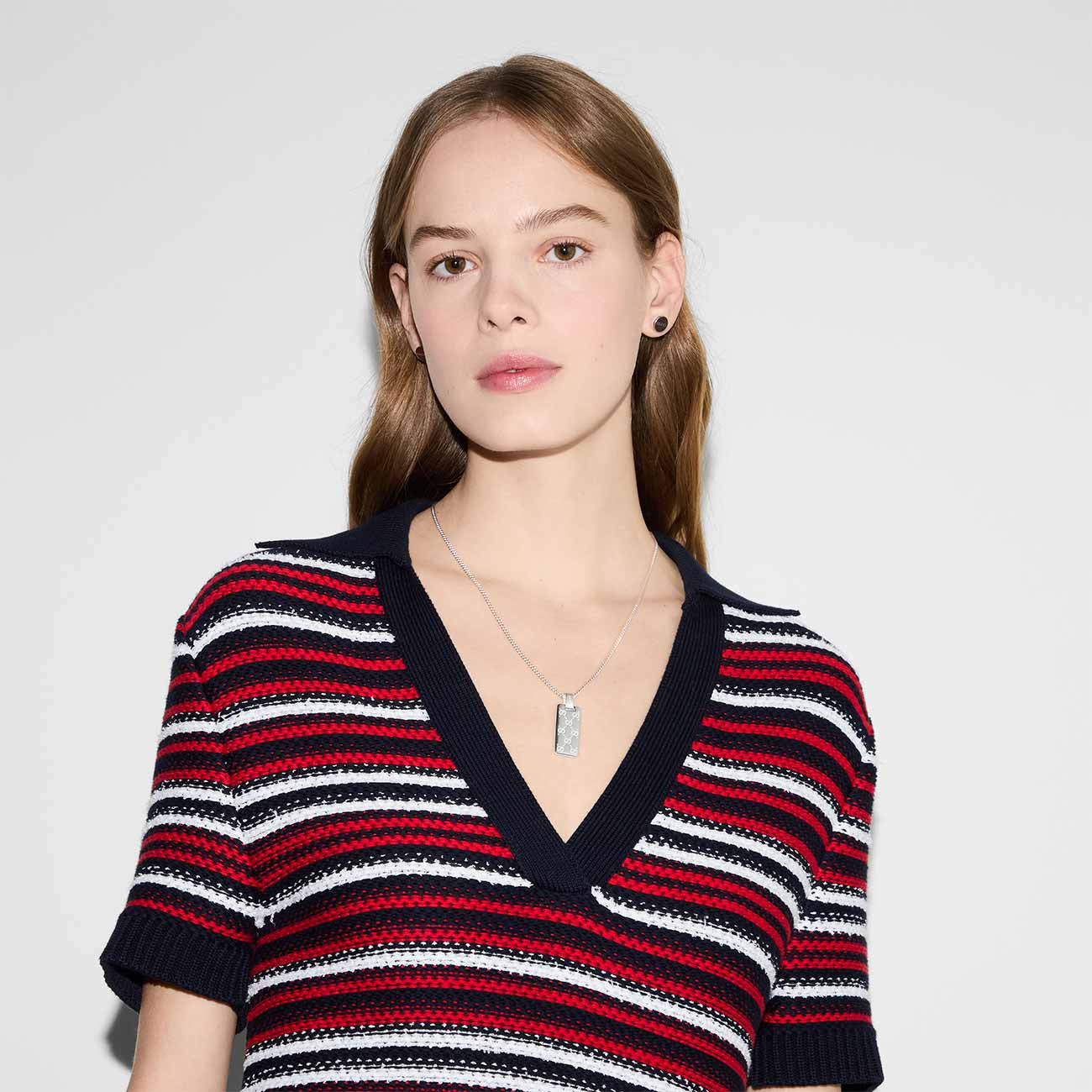 Gucci Signature GG Silver Dog Tag Necklace