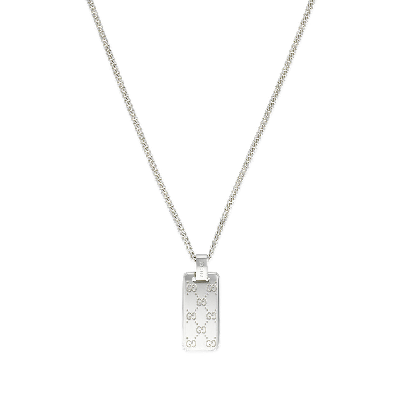 Gucci Signature GG Silver Dog Tag Necklace