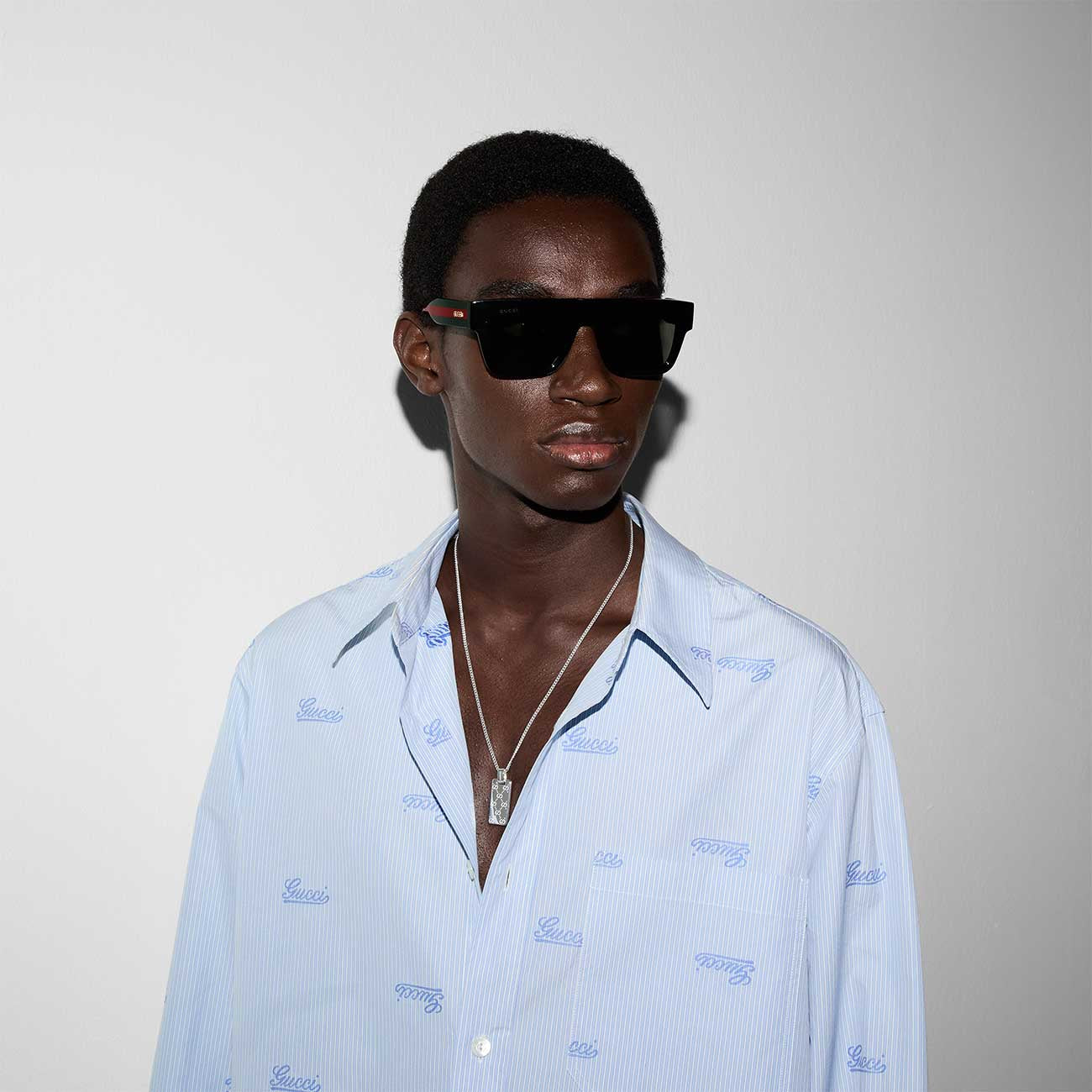 Gucci Signature GG Silver Dog Tag Necklace