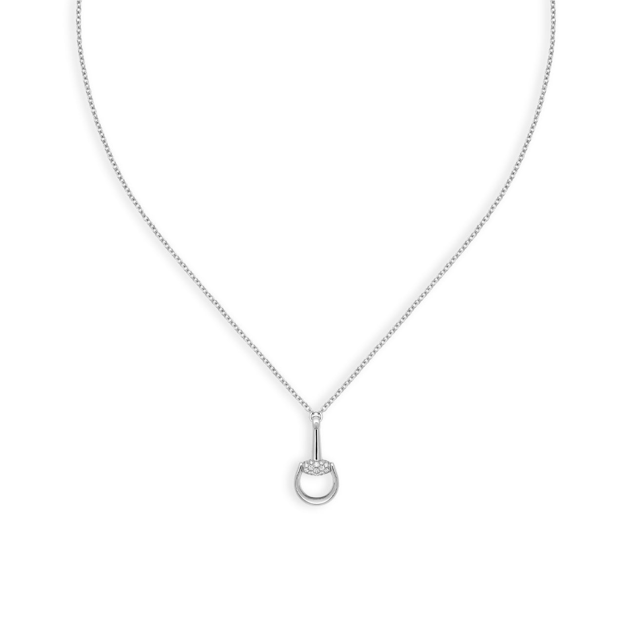 Gucci Horsebit Demi Diamond Pavé Pendant Necklace
