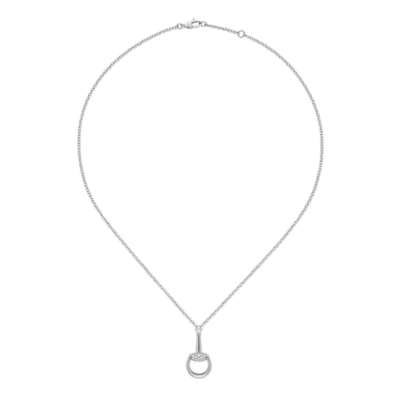 Gucci Horsebit Demi Diamond Pavé Pendant Necklace
