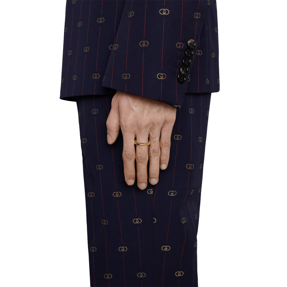 Gucci Yellow Gold Link to Love Thin Studded Ring