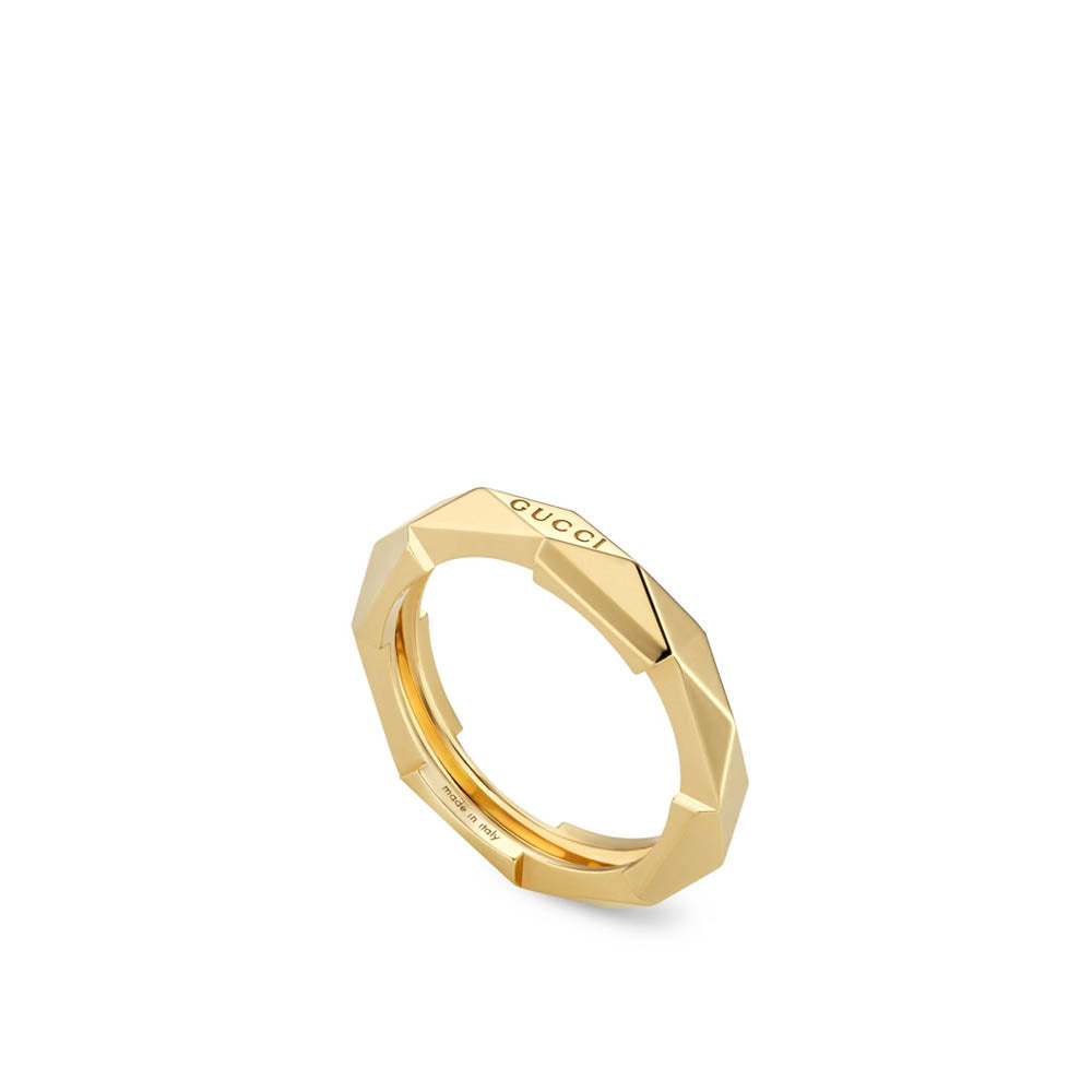 Gucci Yellow Gold Link to Love Thin Studded Ring