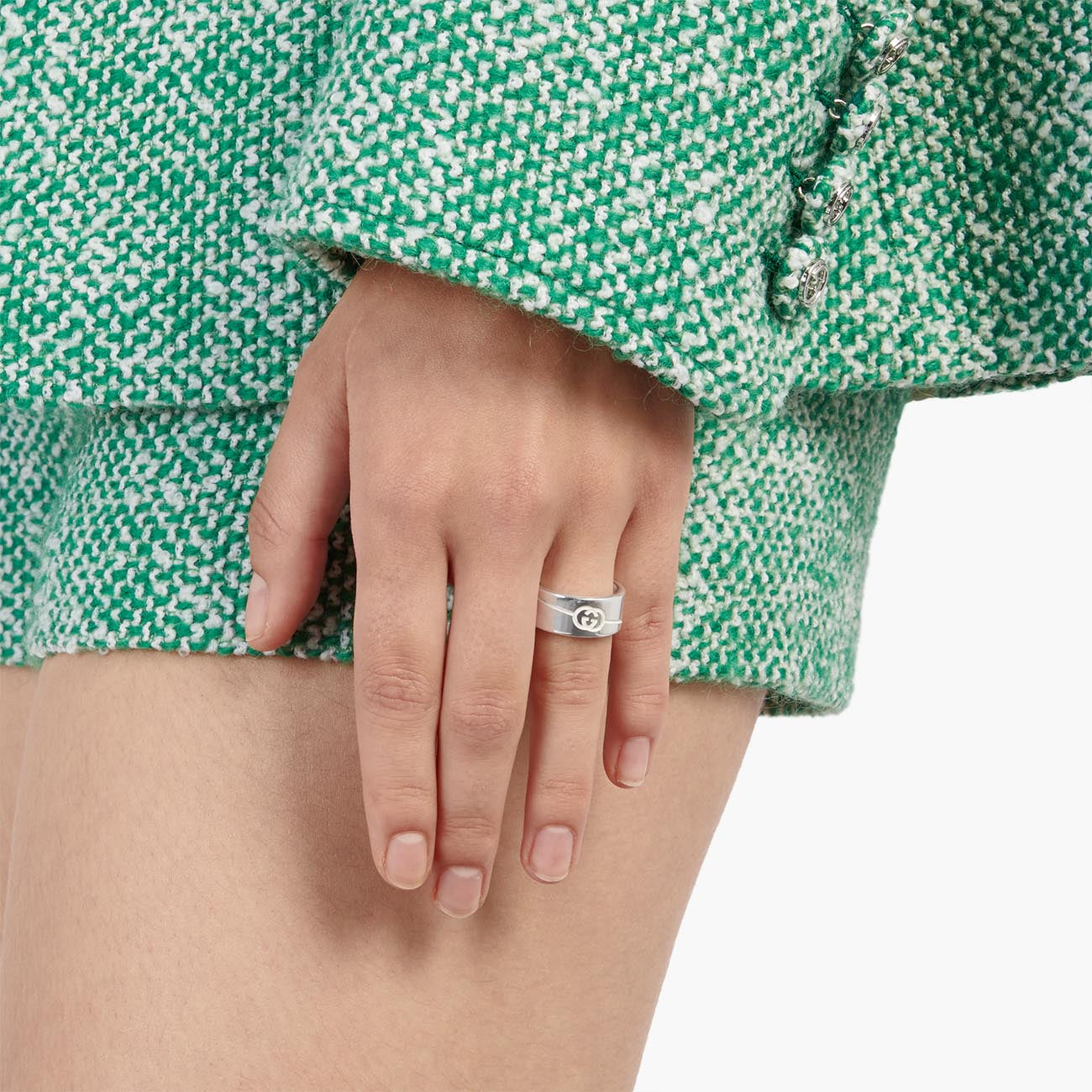 Gucci Tag Wide Ring Diagonal Interlocking G