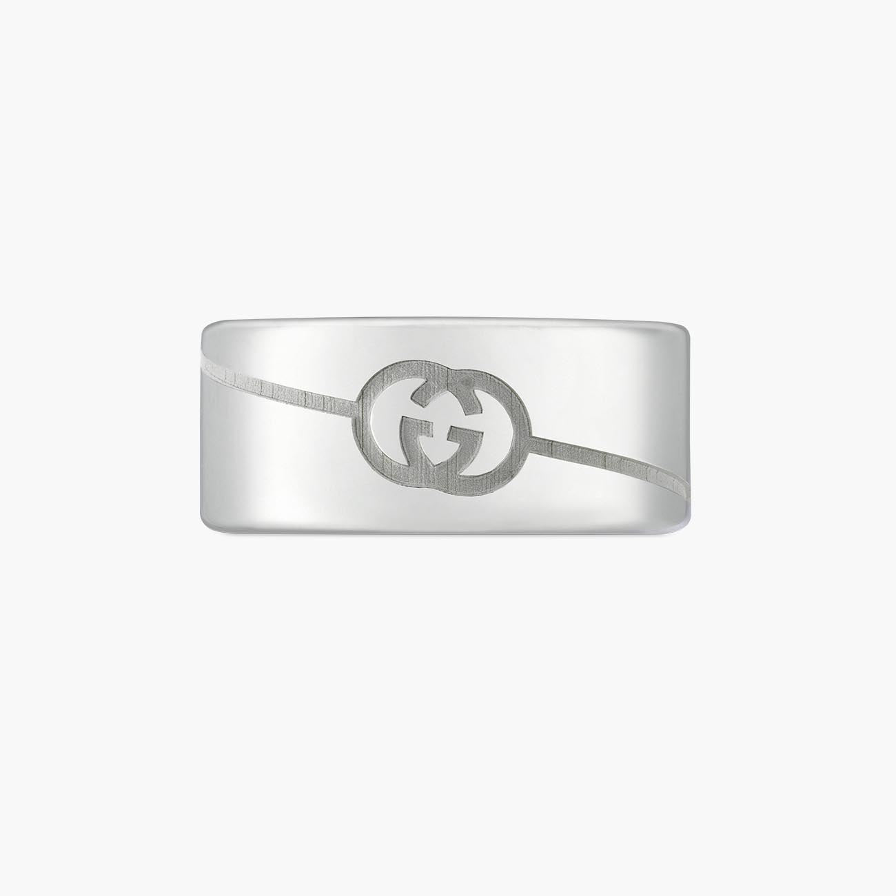 Gucci Tag Wide Ring Diagonal Interlocking G