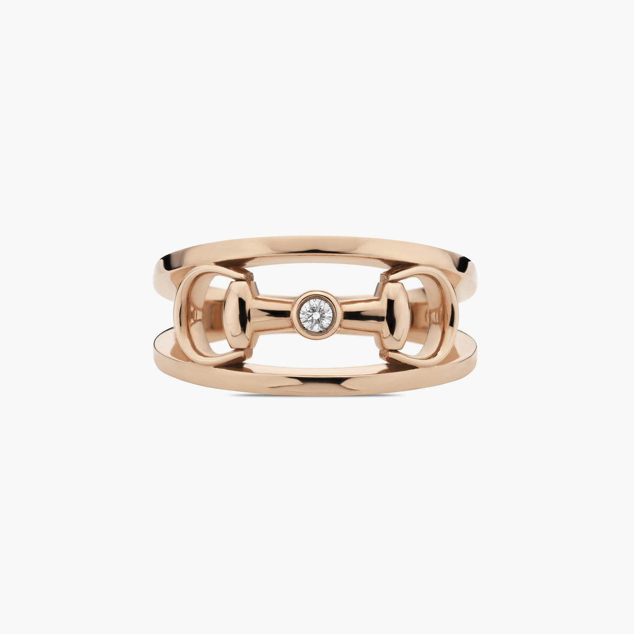 Gucci Horsebit Wide Diamond Ring in 18K Rose Gold
