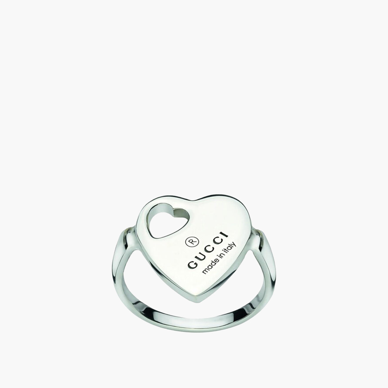 Gucci Trademark Sterling Silver Heart Ring