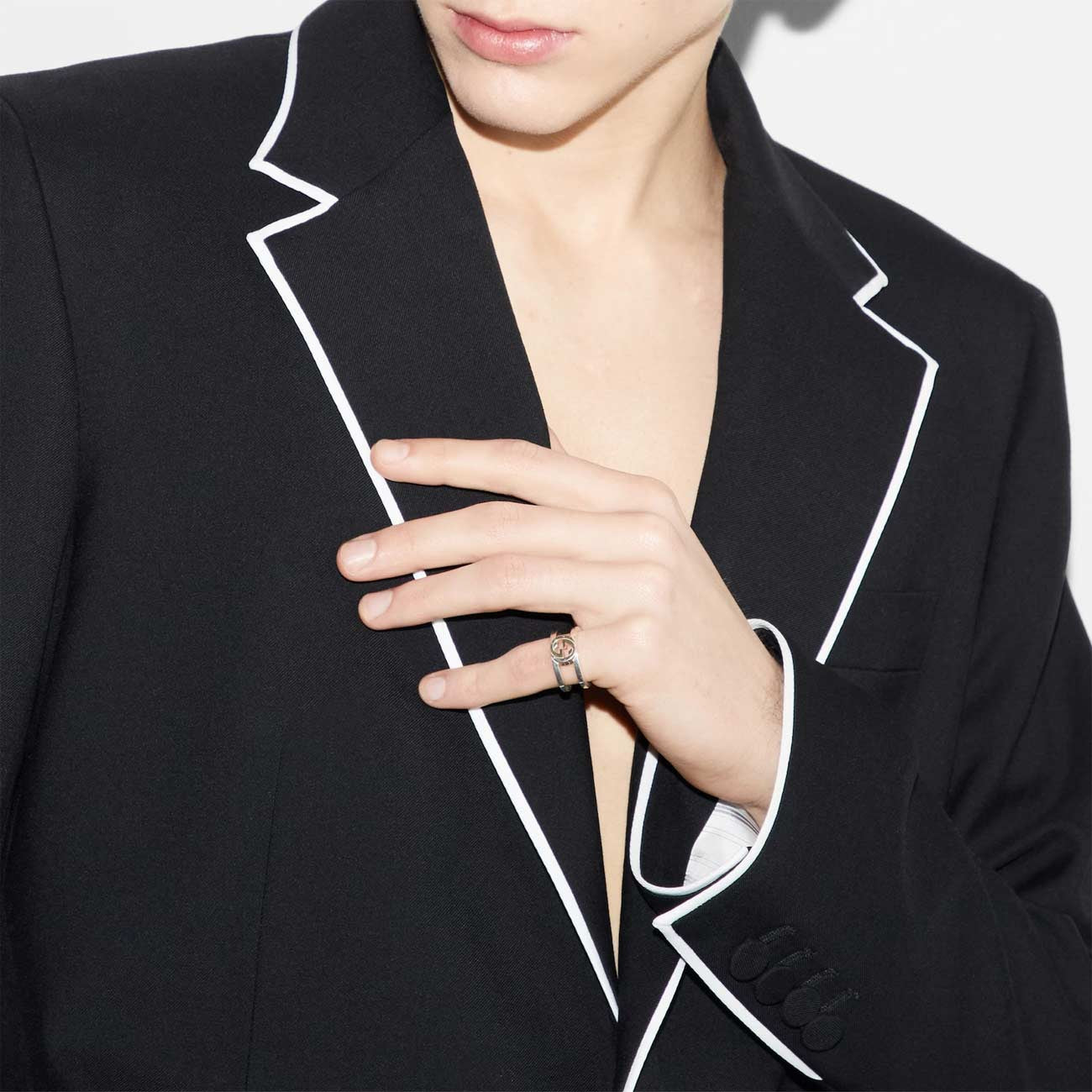 Gucci Interlocking G Silver 8.8mm Double Row Ring