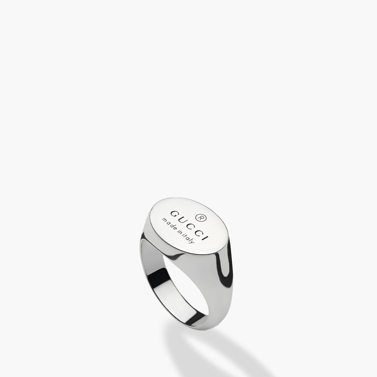 Gucci Trademark Sterling Silver Oval Ring