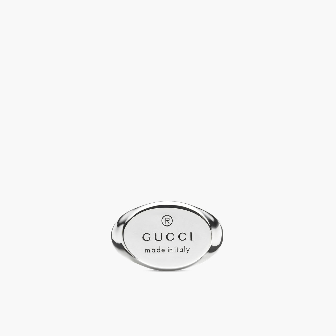 Gucci Trademark Sterling Silver Oval Ring