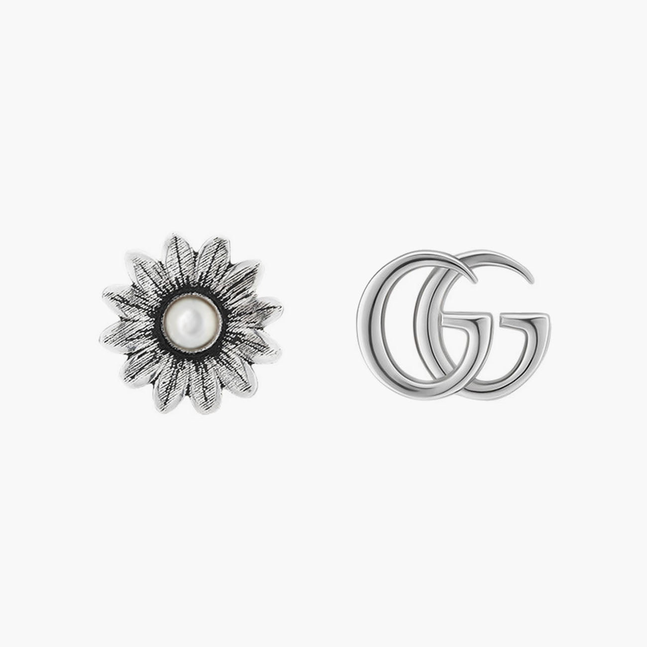 Gucci Marmont Double G MOP Flower Stud Earrings