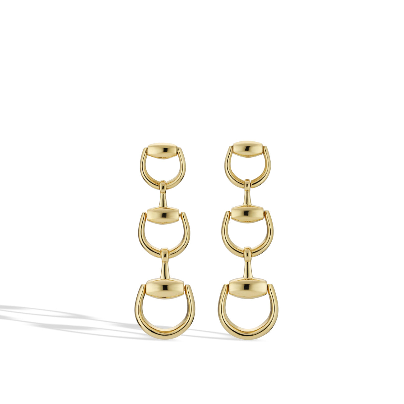 Gucci Horsebit Three Tier Link Drop Earrings