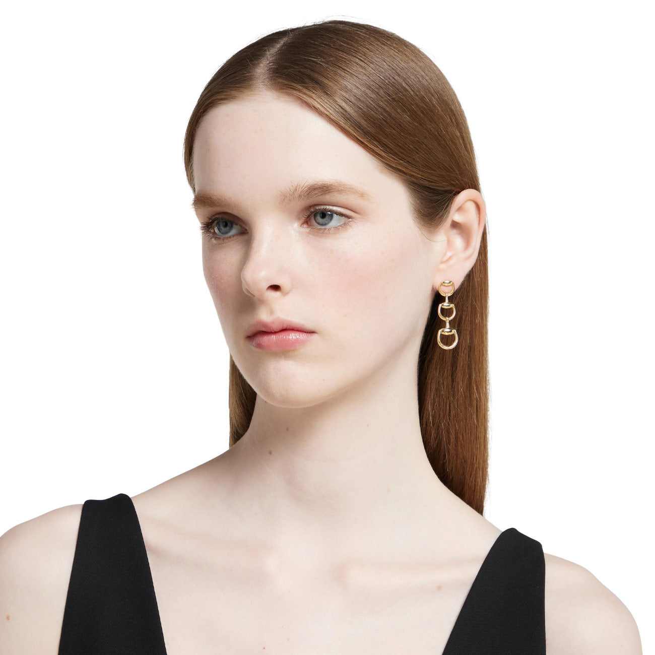 Gucci Horsebit Three Tier Link Drop Earrings