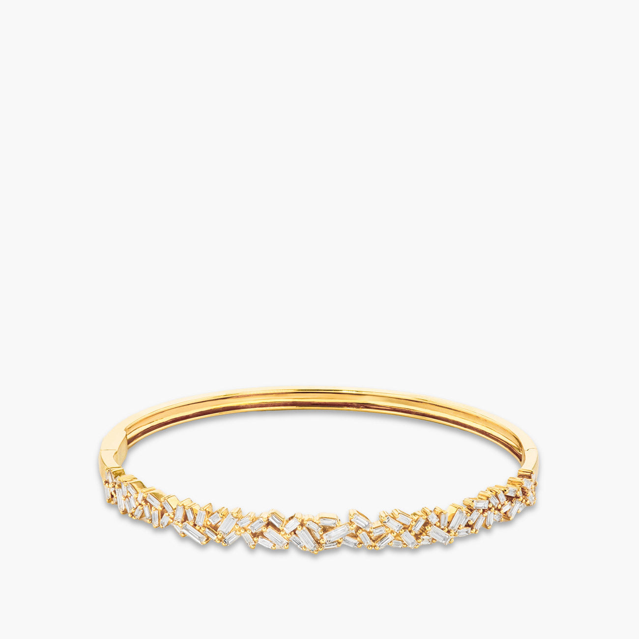 1.74 Carat Baguette Diamond Hinged Bangle