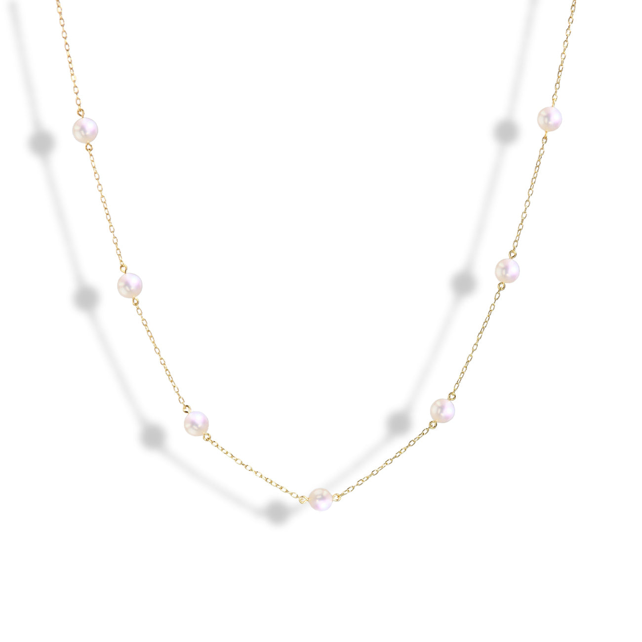 Mikimoto Akoya Pearl Station Necklace - Yellow gold