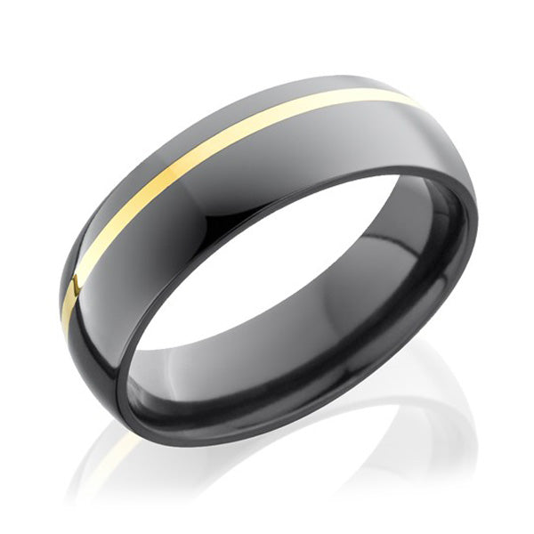 Lashbrook Zirconium 6mm Domed Yellow Gold Inlay Band