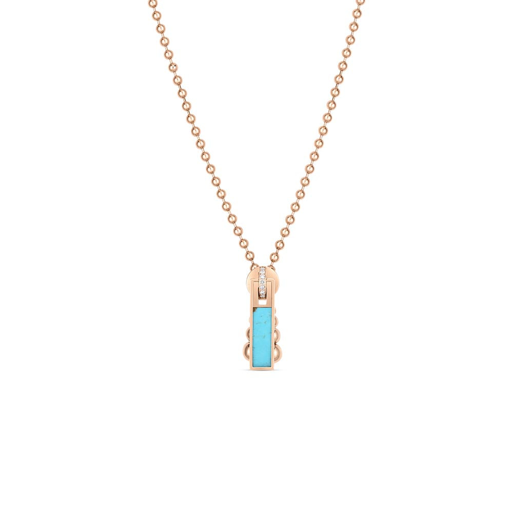 Roberto Coin Art Deco Turquoise Zipper Necklace