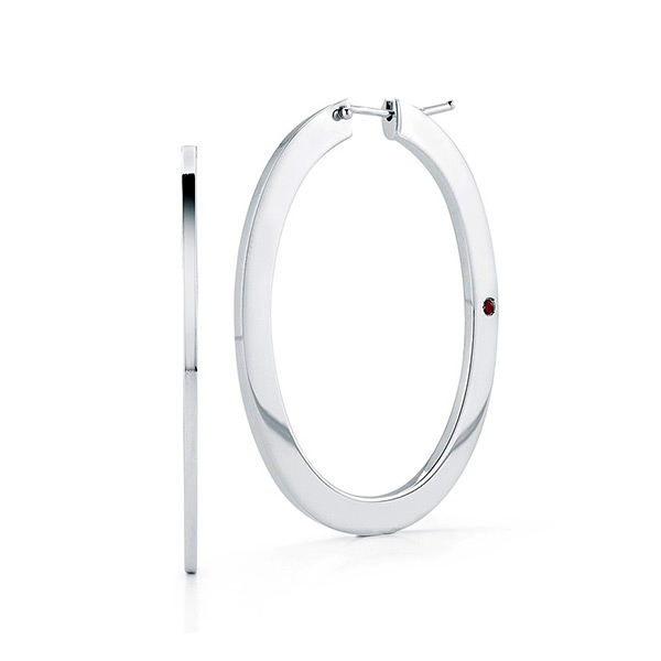 Roberto Coin White Gold Large Oval Flat Hoop Earrings 
