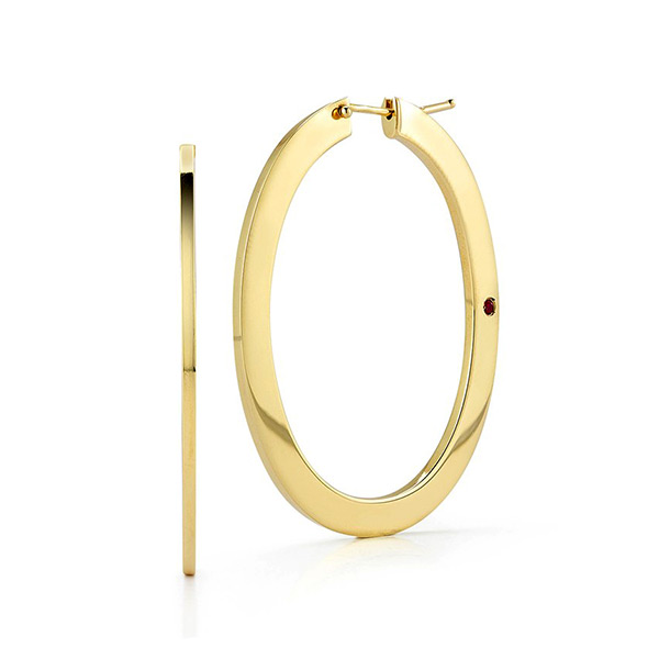 Roberto Coin Yellow Gold Large Oval Flat Hoop Earrings