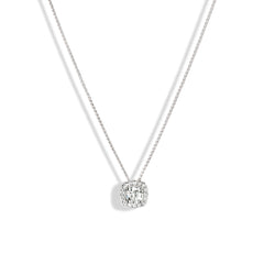 .33 Carat Cushion Illusion Diamond Necklace in 14k White Gold