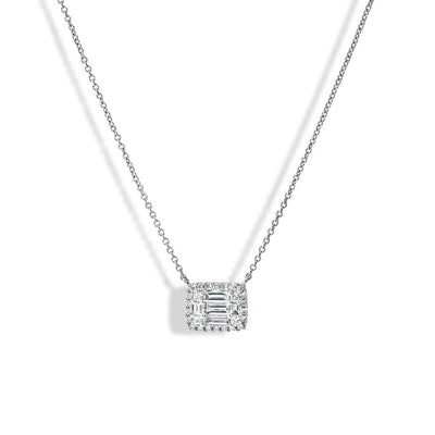 .50 Carat Emerald Cut Illusion Diamond Necklace in 14k White Gold - LOVEBRIGHT product