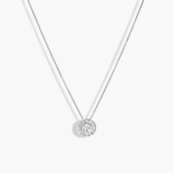.75 Carat Round Illusion Diamond Necklace in 14k White Gold