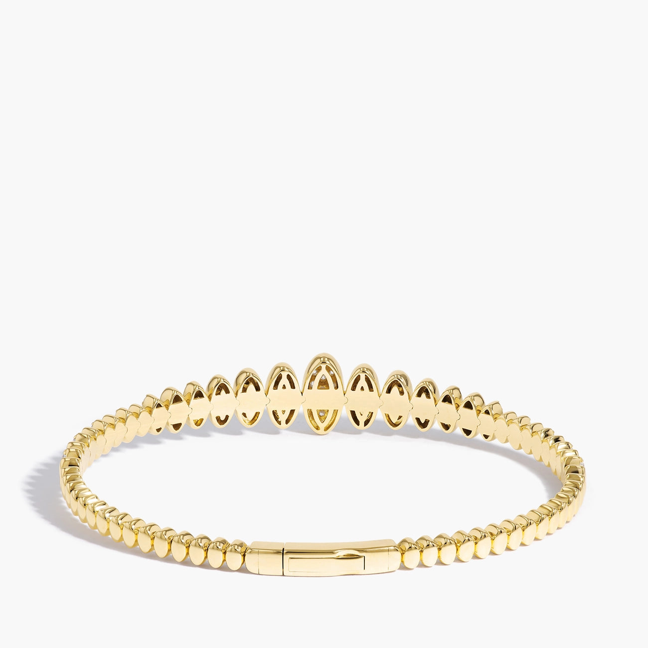 0.96 Carat Oval Diamond Bracelet in 14K Yellow Gold, back view 