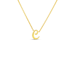 Roberto Coin Yellow Gold Script Initial Necklace