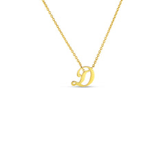 Roberto Coin Yellow Gold Script Initial Necklace