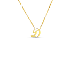 Roberto Coin Yellow Gold Script Initial Necklace