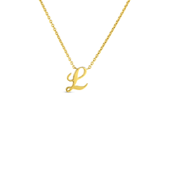 Roberto Coin Yellow Gold Script Initial Necklace